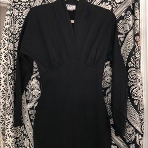 VERY CHIC EMPIRE BLACK DRESS W/SHAWL COLLAR